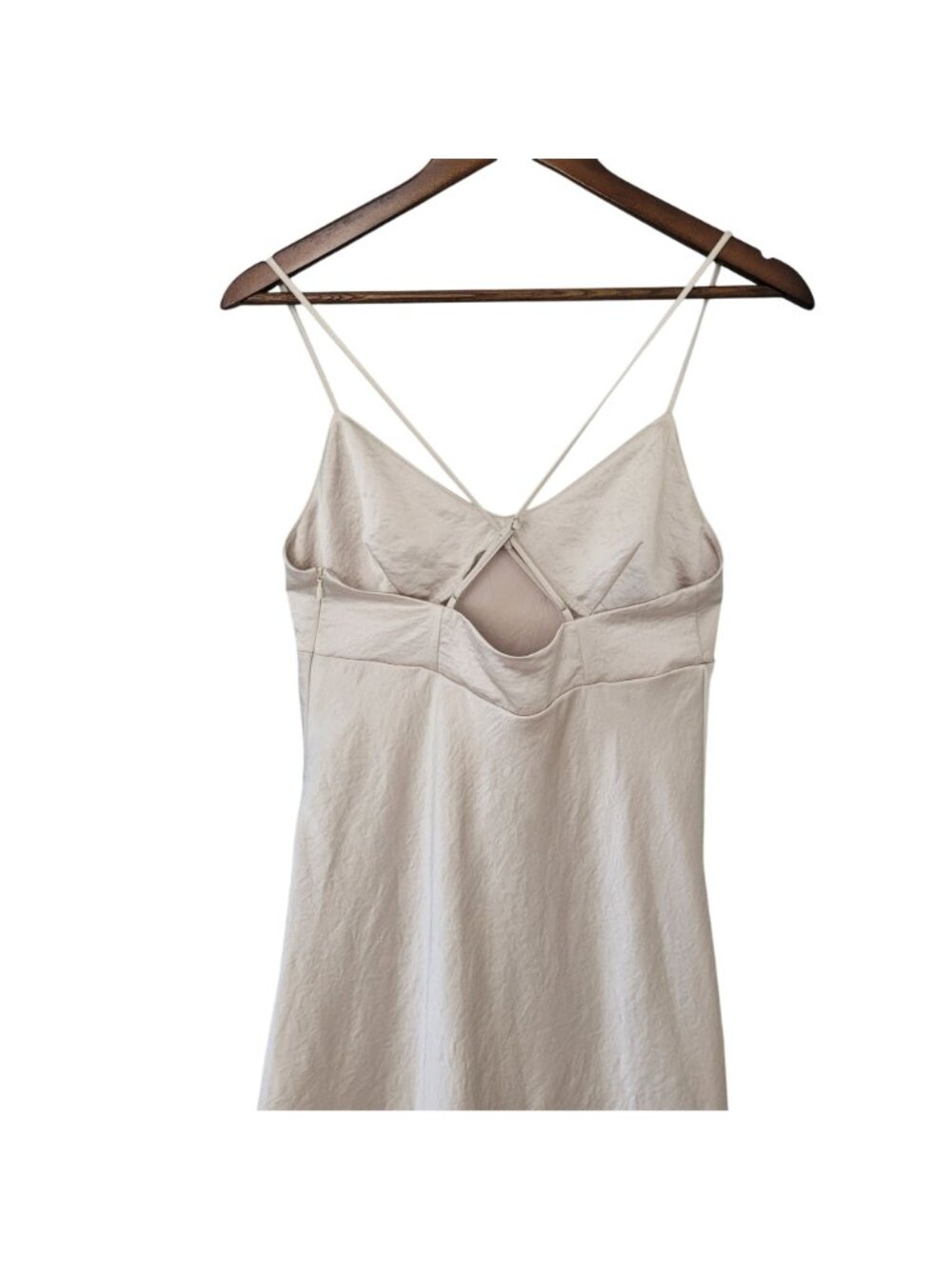 Madewell Sadie Midi Slip Dress Womens Size 6 Beige Sleeveless Strappy Cross Back - Picture 4 of 9